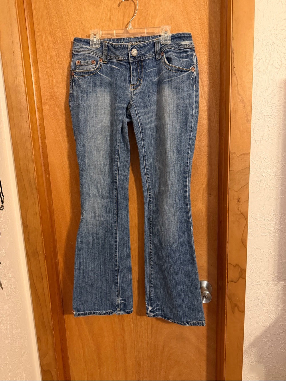 American Eagle Outfitters Distressed Blue Flare Jeans